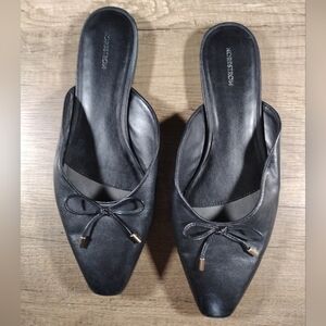 Womens Nordstrom Jude Black Leather Bow Comfort Casual Mules Slides Size 10 M